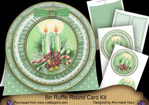Candle Duo Happy Christmas 8in Round Ruffle Mini Card Kit