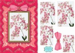 Pink Blossom A5 Lace Card Front Step by Step
