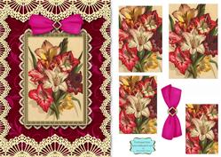 Coloured Lillies A5 Lace Card Front Step by Step