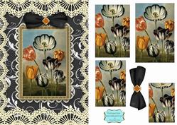 Black Tulips A5 Lace Card Front Step by Step