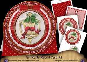Lovebirds H Christmas 8in Round Ruffle Mini Card Kit