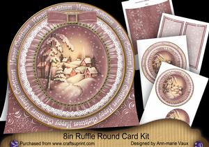 Snowy Village H Christmas 8in Round Ruffle Mini Card Kit