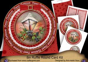 Lantern Happy Christmas 8in Round Ruffle Mini Card Kit