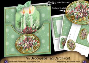 Candle Duo Christmas Wishes 7in Tag Card Front Mini Kit