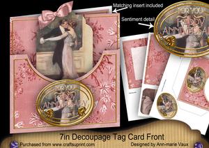 Dancing Couple Happy Anniversary 7in Tag Card Front Mini Kit