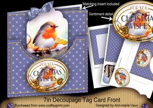 Blue Robin Christmas Wishes 7in Tag Card Front Mini Kit