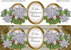 Silver Poinsettia Neighbours Large Dl Decoupage Topper