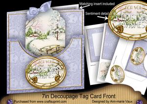 Snowscene Blue Christmas Wishes 7in Tag Card Front Mini Kit