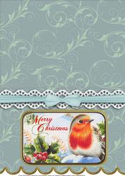 Christmas Robin A5 Lace Scallop Card
