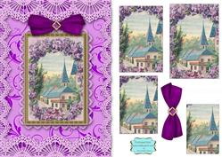 Lavender View A5 Lace Card Front Step by Step
