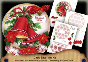 Red Bells Christmas Wishes Circle Easel Card Mini Kit