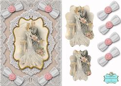 Wedding Couple A5 Lace Bracket Card Front Step by Step