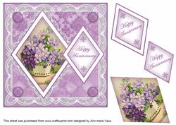 Lilac Flowers Happy Anniversary 7in Double Diamond Topper