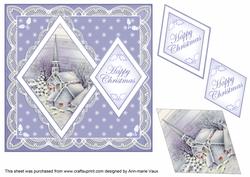 Blue Church Happy Christmas 7in Double Diamond Topper