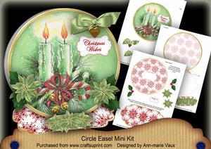 Candle Duo Christmas Wishes Circle Easel Card Mini Kit
