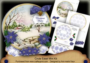 Snowscene1 Christmas Wishes Circle Easel Card Mini Kit