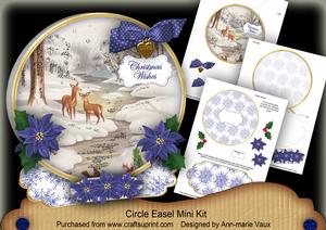 Snow Deer Christmas Wishes Circle Easel Card Mini Kit