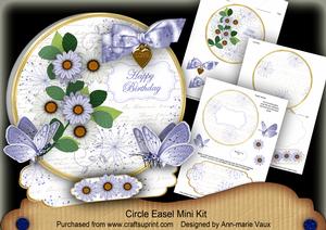Blue Daisy Happy Birthday Circle Easel Card Mini Kit