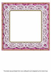 Cerise Holly Lace 8in Square Insert Panel Sheet