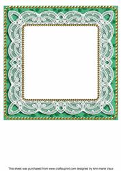 Dark Green Holly Lace 8in Square Insert Panel Sheet