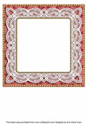 Dark Red Holly Lace 8in Square Insert Panel Sheet