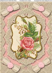 Butterfly Pink Roses A4 Lace Bracket Picture Sheet