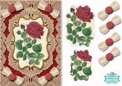 Vintage Red Rose A5 Card Front Step by Step