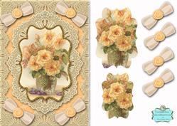 Peach Roses A5 Lace Bracket Card Front Step by Step