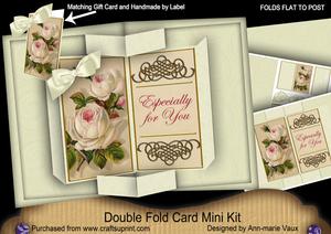 Cream Roses Especially for You Double Fold 3D Card Minikit