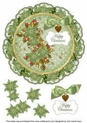 Olive Poin Happy Christmas 8in Doily Decoupage Topper