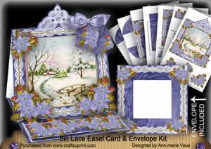 Snowscene Lace Top Easel Card & Envelope Kit