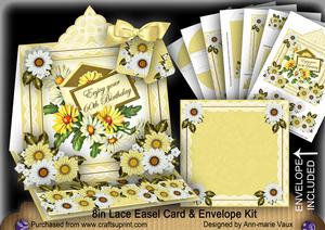 Daisy Happy 60th Lace Top Easel Card & Envelope Kit