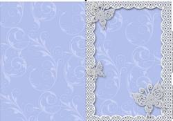 Blue Lace Butterfly Scallop Blank Card