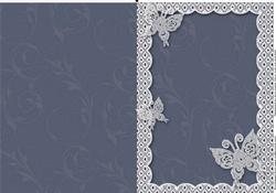 Muted Blue Lace Butterfly Scallop Blank Card
