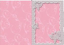 Pink A5 Lace Butterfly Scallop Blank Card