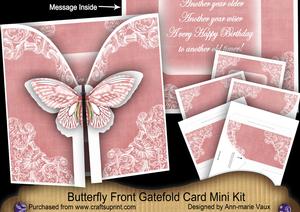 Pink Butterfly Old Timer 3D Gatefold Butterfly Mkit