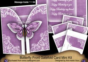Purple Butterfly Birthday Friend 3D Gatefold Butterfly Mkit