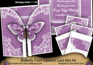 Purple Butterfly Old Timer 3D Gatefold Butterfly Mkit