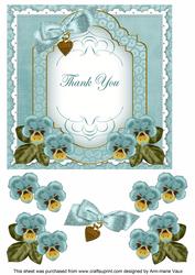 Dteal Pansy Thank You Fancy 7in Decoupage Topper