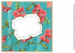 Teal Sweetpeas Fancy 8in Insert Panel