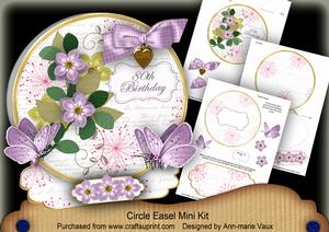 Lilac Fmk 80th Birthday Circle Easel Card Mini Kit