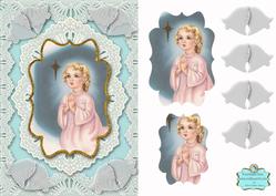 Vintage Lace Praying Girl A5 Card Front Step by Step