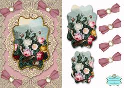 Vintage Lace Mass Roses A5 Card Front Step by Step