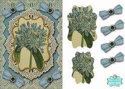 Vintage Lace Agapanthus A5 Card Front Step by Step