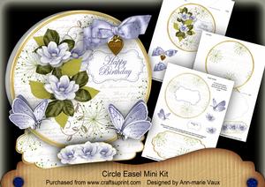 Blue Magnolia Happy Birthday Circle Easel Card Mini Kit