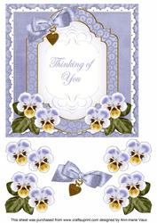 Pale Blue Pansy Thinking of You Fancy 7in Decoupage Topper
