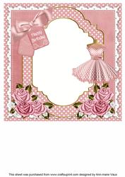 Pink Dotty Dress Happy Birthday 8in Insert Panel