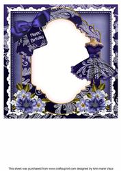 Blue Lace Dress Happy Birthday 8in Insert Panel