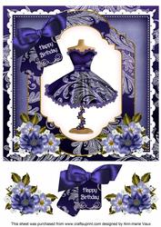 Blue Lace Dress Happy Birthday 8in Decoupage Step by Step