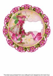 Cerise Floral Dress 8in Doily Insert Panel